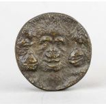 Bronze plaque with three monkeys, 19th/20th century, flat cast solid bronze. One monkey looking at