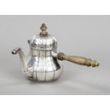 Chocolate jug, German, 1st half 20th century, silver 800/000, round base, bulbous body, figural