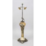 Table lamp, late 19th century, marble vase with metal mounting and floral application. Upper shaft