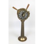 Machine telegraph for a ship, 19th/20th century, brass/bronze, glass, turned wood handles. Inscribed