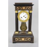 Portalu clock, 2nd half 19th century, ebonized wood, columns with gilded bases and capitals with