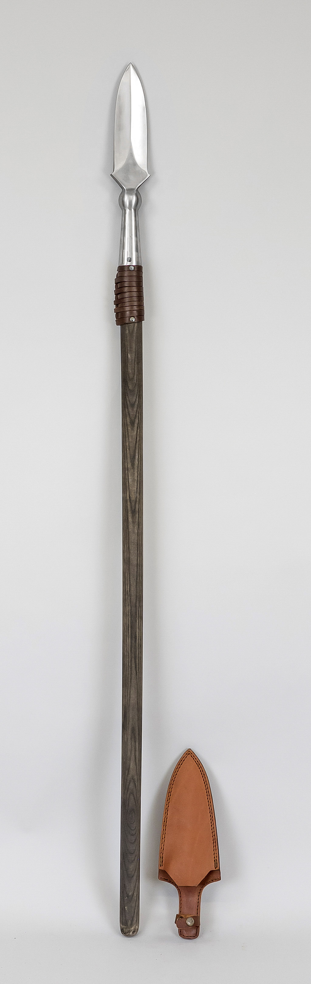 Saufeder or Sauspieß, late 20th century, wood and steel. Heavy, massive construction, slightly