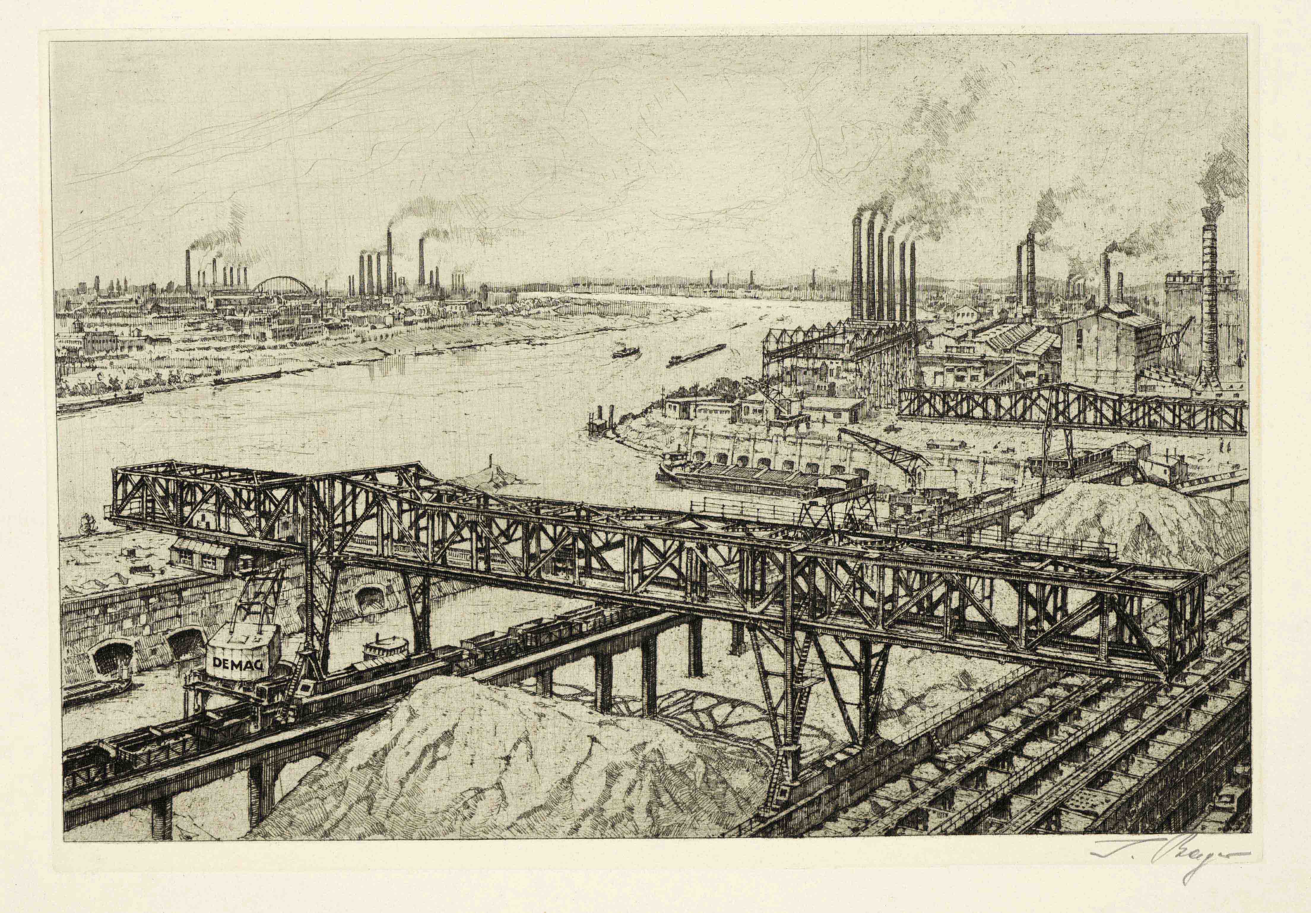 Mixed lot of 10 etchings by various artists, 1st half of the 20th century, on the subject of mining, - Image 3 of 5