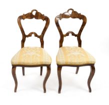 Pair of South German Biedermeier chairs, circa 1830, walnut, restored, polished, 92 x 46 x 43 cm -