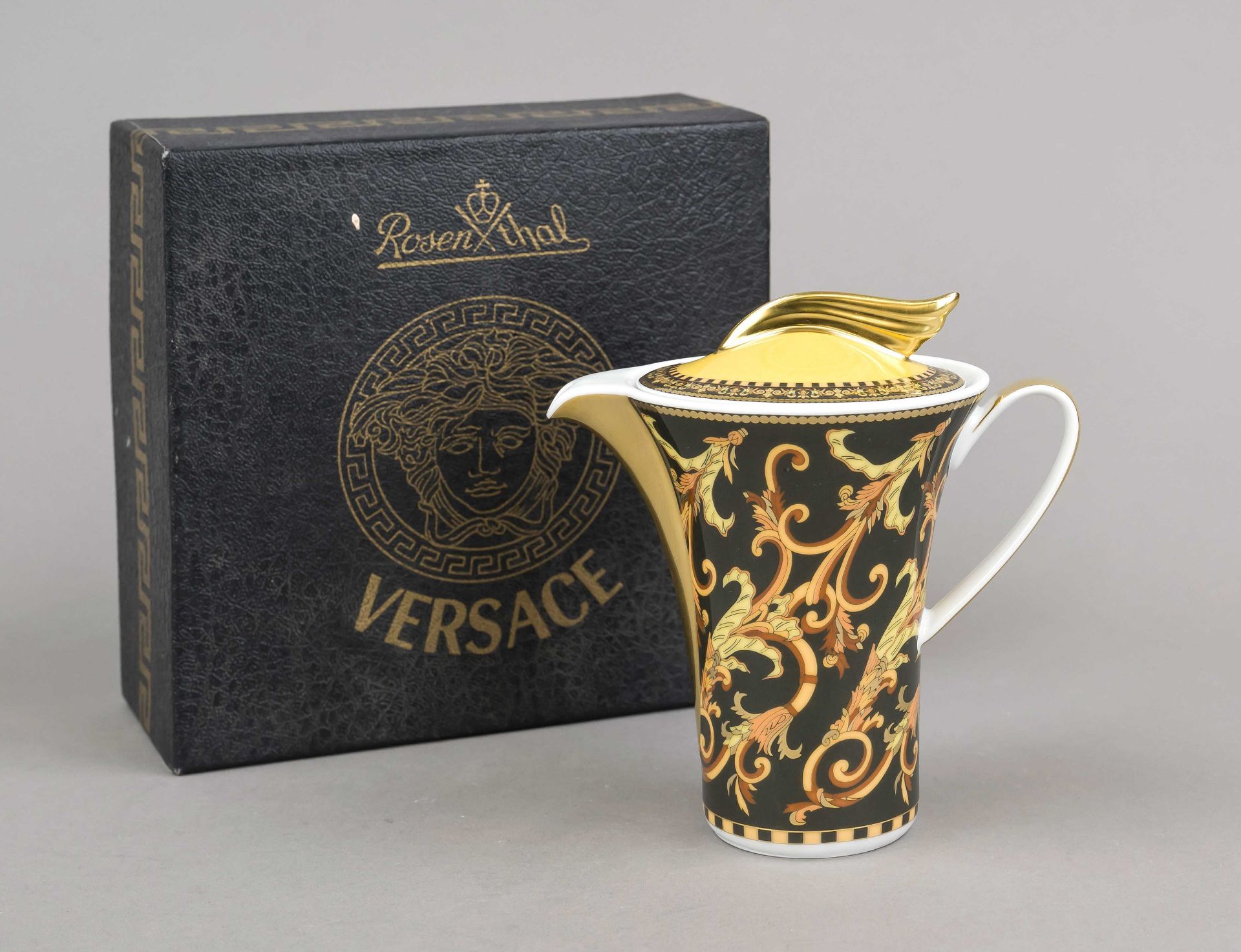 Milk jug, Rosenthal, designed by Versace for Rosenthal, late 20th century, polychrome decoration,