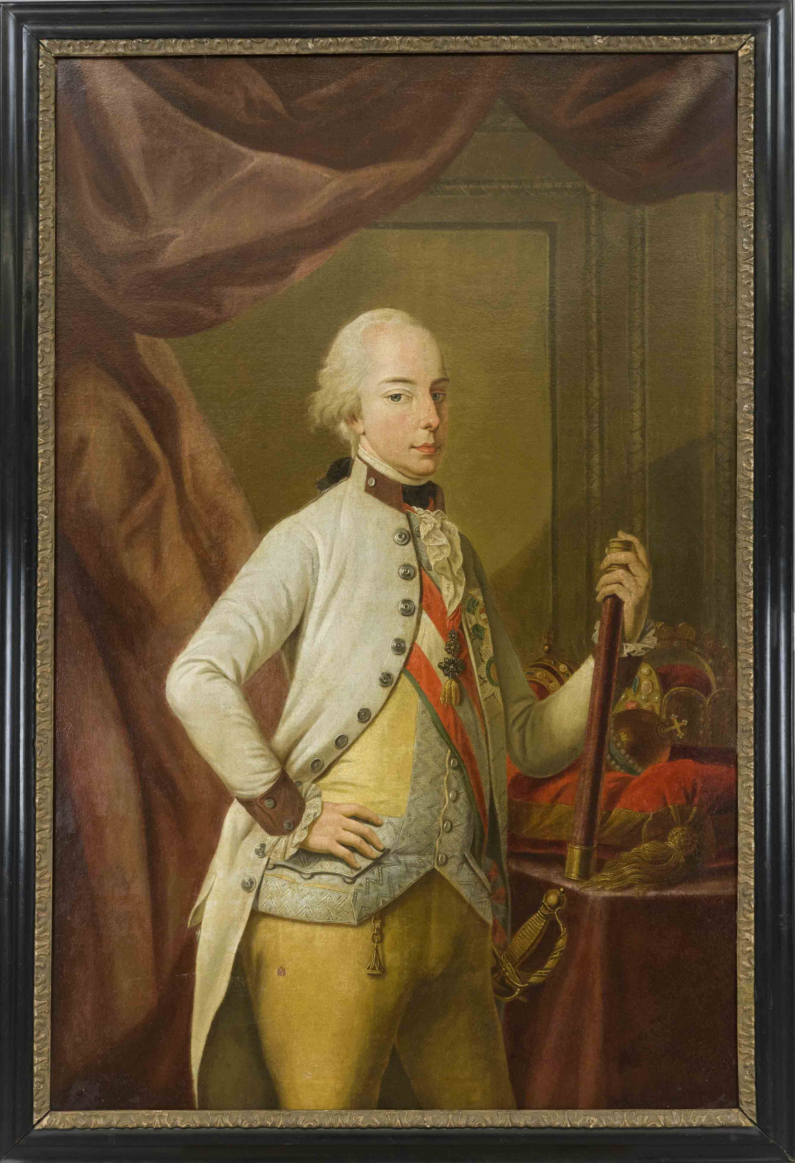 Joseph Hickel (1736-1807), Umkreis, large, representative kneeling portrait of Emperor Joseph II,