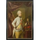 Joseph Hickel (1736-1807), Umkreis, large, representative kneeling portrait of Emperor Joseph II,