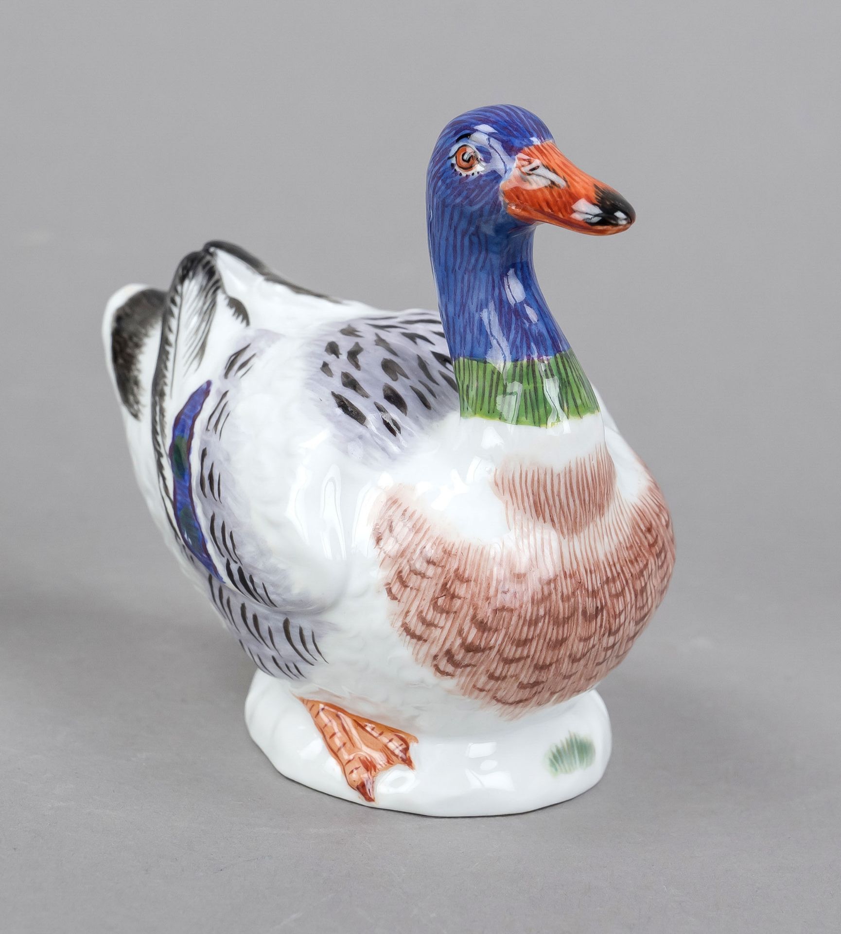 Duck, Meissen, after 1973, 1st choice, design Johann Joachim Kaendler 1751, model no. 77158 (old