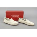 Strenesse, soft ladies moccasins, sand-colored suede, leather insole, flat partly rubberized