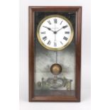 Electrique Brillie wall clock, in a glazed mahogany case, circa 1890, marble back with screwed