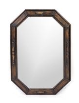 Wall mirror around 1900, oak, mirror with facet cut, 79 x 54 cm