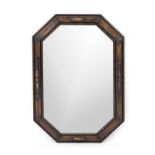 Wall mirror around 1900, oak, mirror with facet cut, 79 x 54 cm