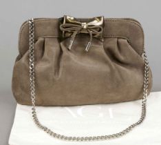 AGL, Small Vintage Ribbon Shoulder Bag, taupe-colored coated fabric in velour feel with subtle
