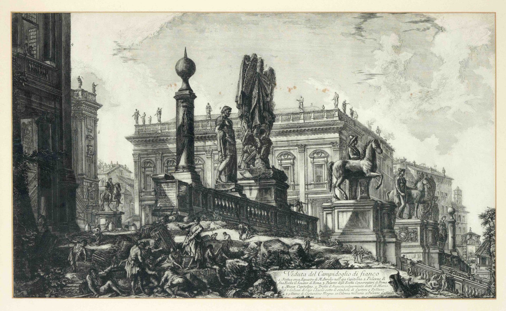 Giovanni Battista Piranesi (1720-1778), ''Veduta del Campidoglio di Fianco'', etching, somewhat