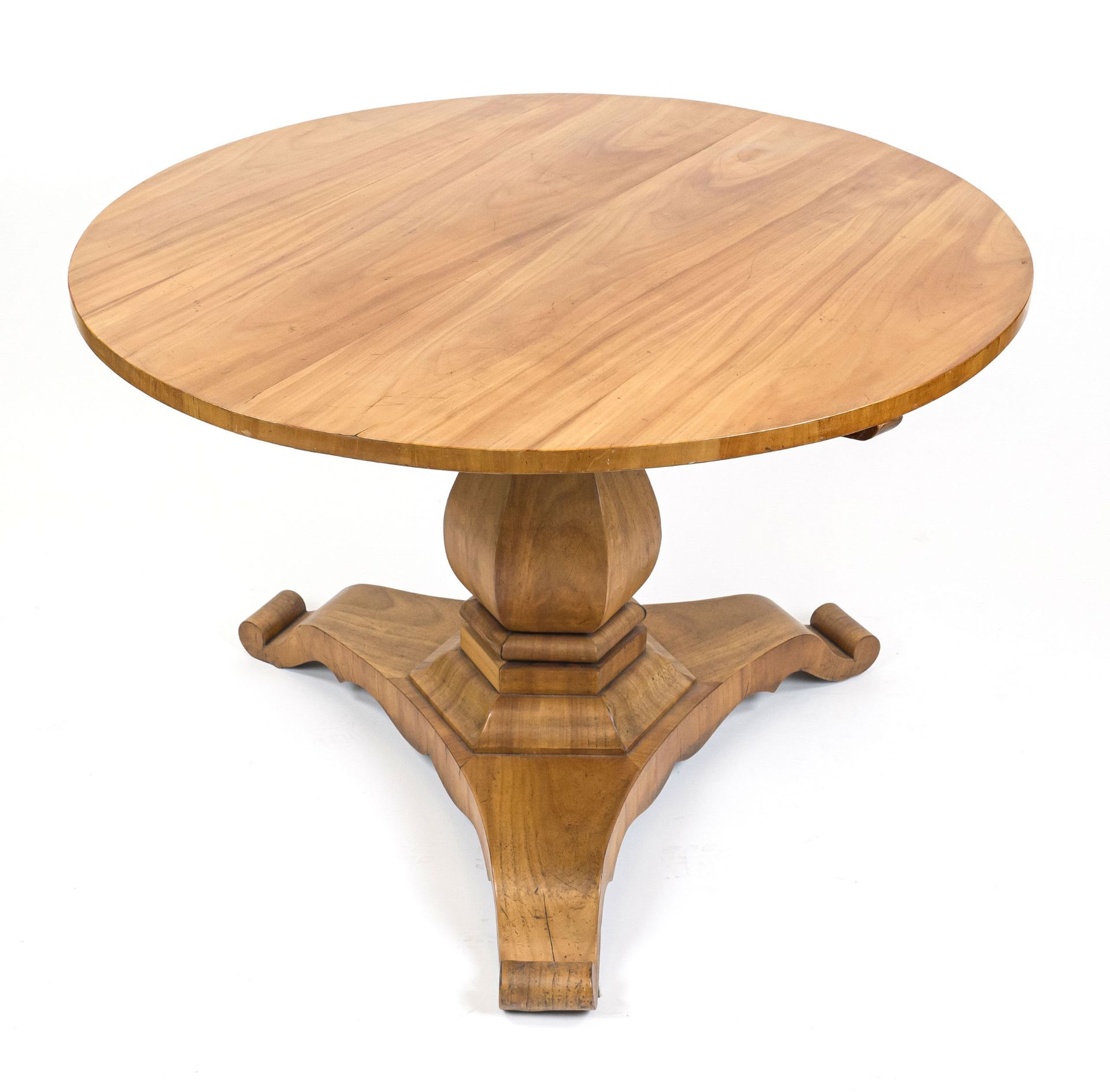 Round Biedermeier dining table, 1st half 19th century, cherry wood, baluster center column, h. 75 - Image 2 of 3