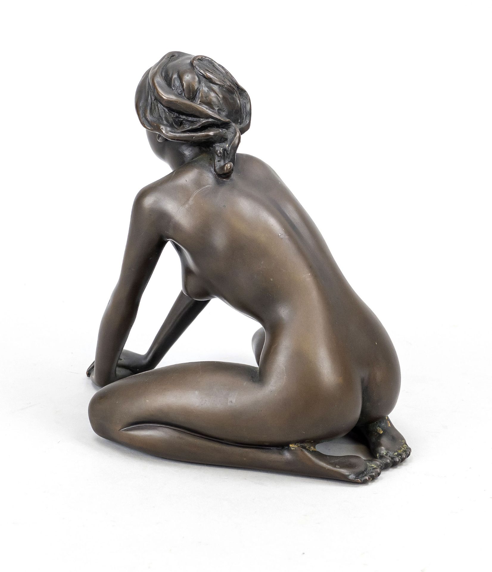 Arno Breker (1900-1991), kneeling girl, brown patinated bronze, signed and numbered 411/499 on the - Image 2 of 2