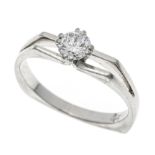 Brilliant solitaire ring WG 750/000 with one brilliant-cut diamond 0.40 ct (engraved) Wesselton -