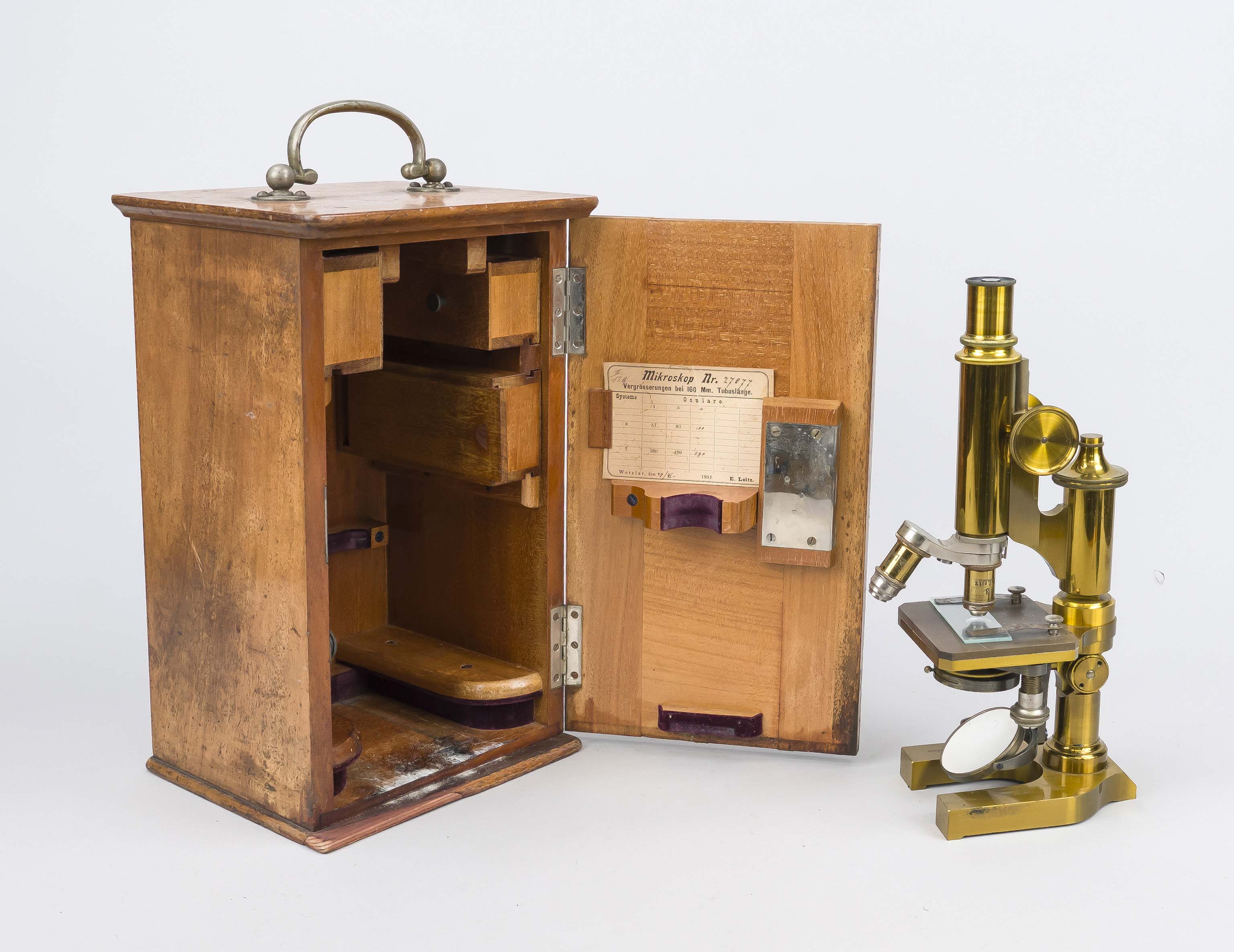 Microscope, Germany late 19th century, engraved inscription on the base ''E. Leitz Wetzlar'' and