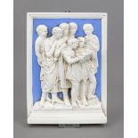 Ceramic tile, ''Singing boys'', w. Italy, 19th / 20th century, Majolica glazed white and blue, group