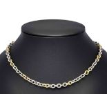 Bicolor necklace platinum 950/000 and GG 750/000 w. 5.5 mm, with lobster clasp, l. 48 cm, 17.8 g