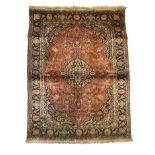 Carpet Kashmir silk, minor wear, 188 x 127 cm - The carpet can only be viewed and collected at