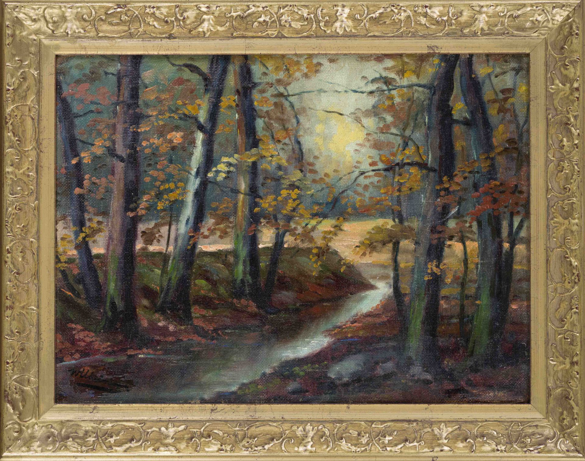 Unidentified artist c. 1920, Autumn landscape, oil on canvas, indistinctly signed ''Wilhelming'' (?)