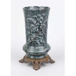 Enameled iron vase, probably Belgium/France, late 19th century, glazed in monochrome green on all