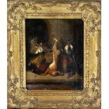 Unidentified still life painter c. 1850, Hunting still life with hare and feathered game, oil on