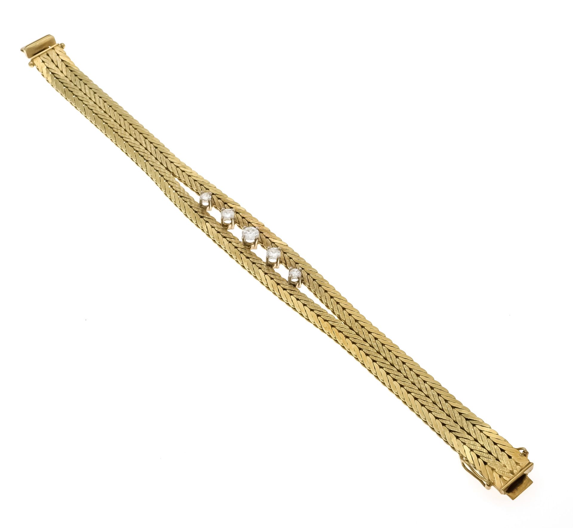 Brilliant bracelet GG/WG 585/000 with 5 brilliant-cut diamonds, total 0.78 ct (engraved) W/VS-SI,