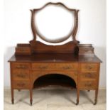 Dressing table, England c. 1900, signed Robson New Castle, solid mahogany/veneered, with ribbon