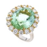 Exclusive Paraiba tourmaline brilliant-cut diamond ring WG/GG 750/000 with a natural excellent