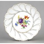 A ceremonial plate, Meissen, Knauf period (1850-1924), 1st choice, mirror with polychrome flower