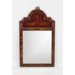 Mirror, China 20th century, red lacquered frame with dragon and phoenix, 104 x 61 cm