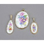 Three miniature painting pendants, Meissen, marks after 1934, 1st choice, miniature plaques with