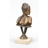 signed Kalz, 2nd half 20th century, bust of a woman, pat. bronze on marble plinth, indistinctly