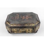 Large sewing box Canton lacquer, South China, Qing dynasty (1644-1911), 19th century, 8-sided wooden