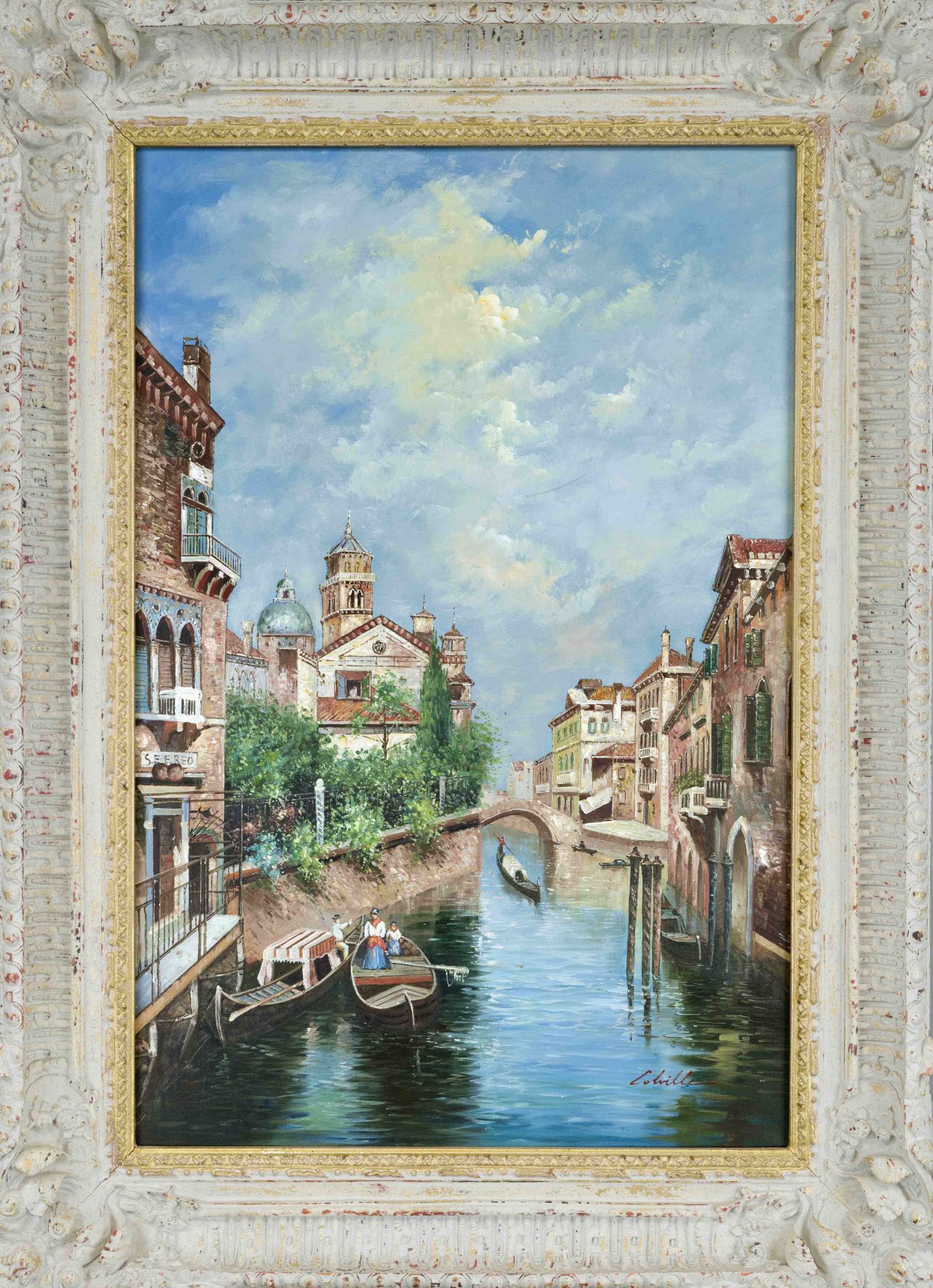 signed Colville, late 20th century, large view of Venice, oil on canvas, signed lower right, 90 x 60