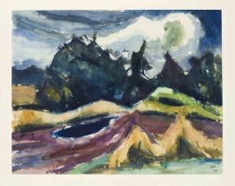 Willi Oltmanns (1905-1979), North German painter, ''Weg nach dem Regen'', 1965, watercolor/paper,