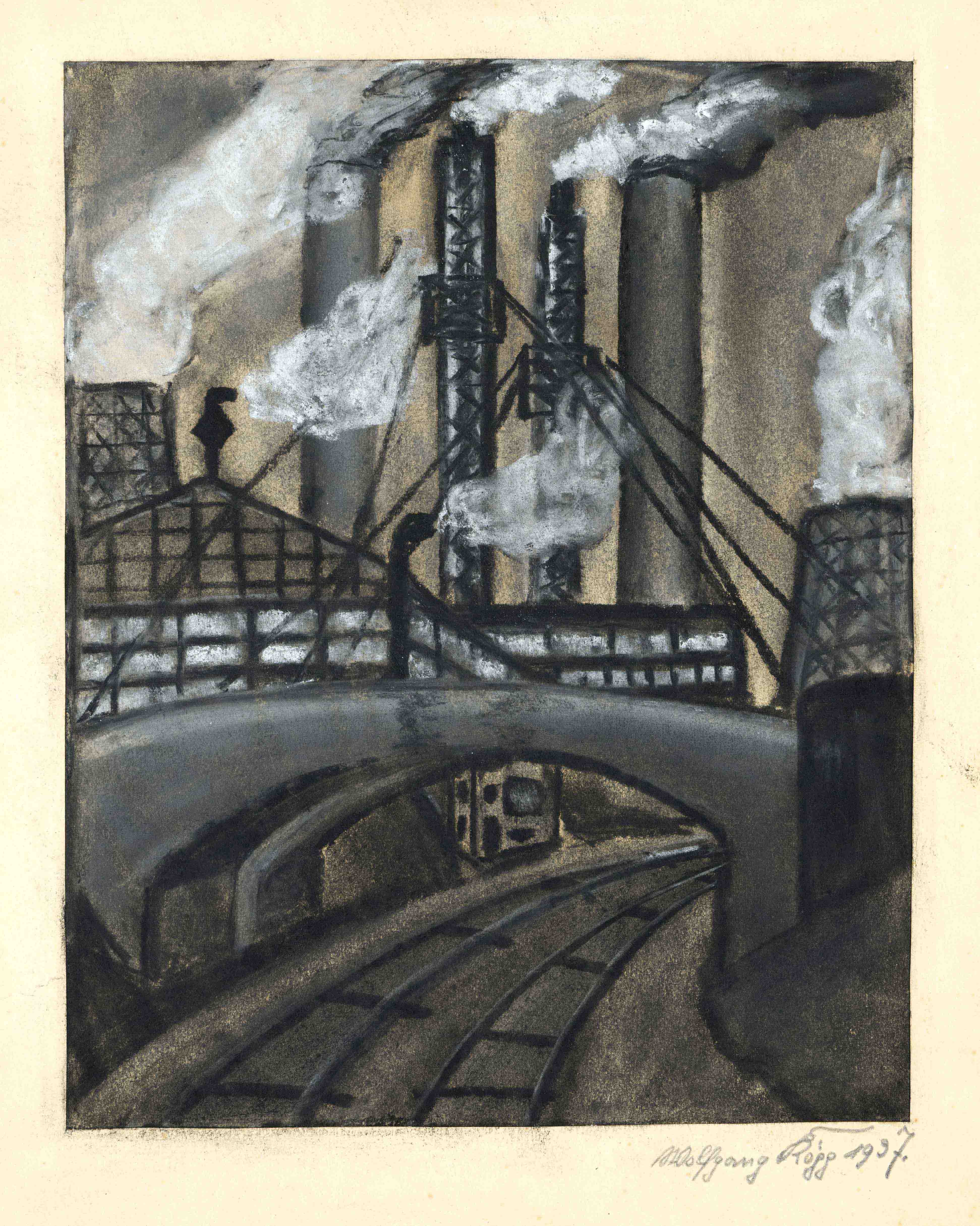 Mixed lot of 10 watercolors and drawings from the 20th century with motifs from industry, mining and - Image 4 of 4