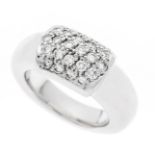 Brilliant ring WG 750/000 with 24 pavé-set brilliant-cut diamonds, total 0.84 ct TW-W/VVS-VS, RG 54,