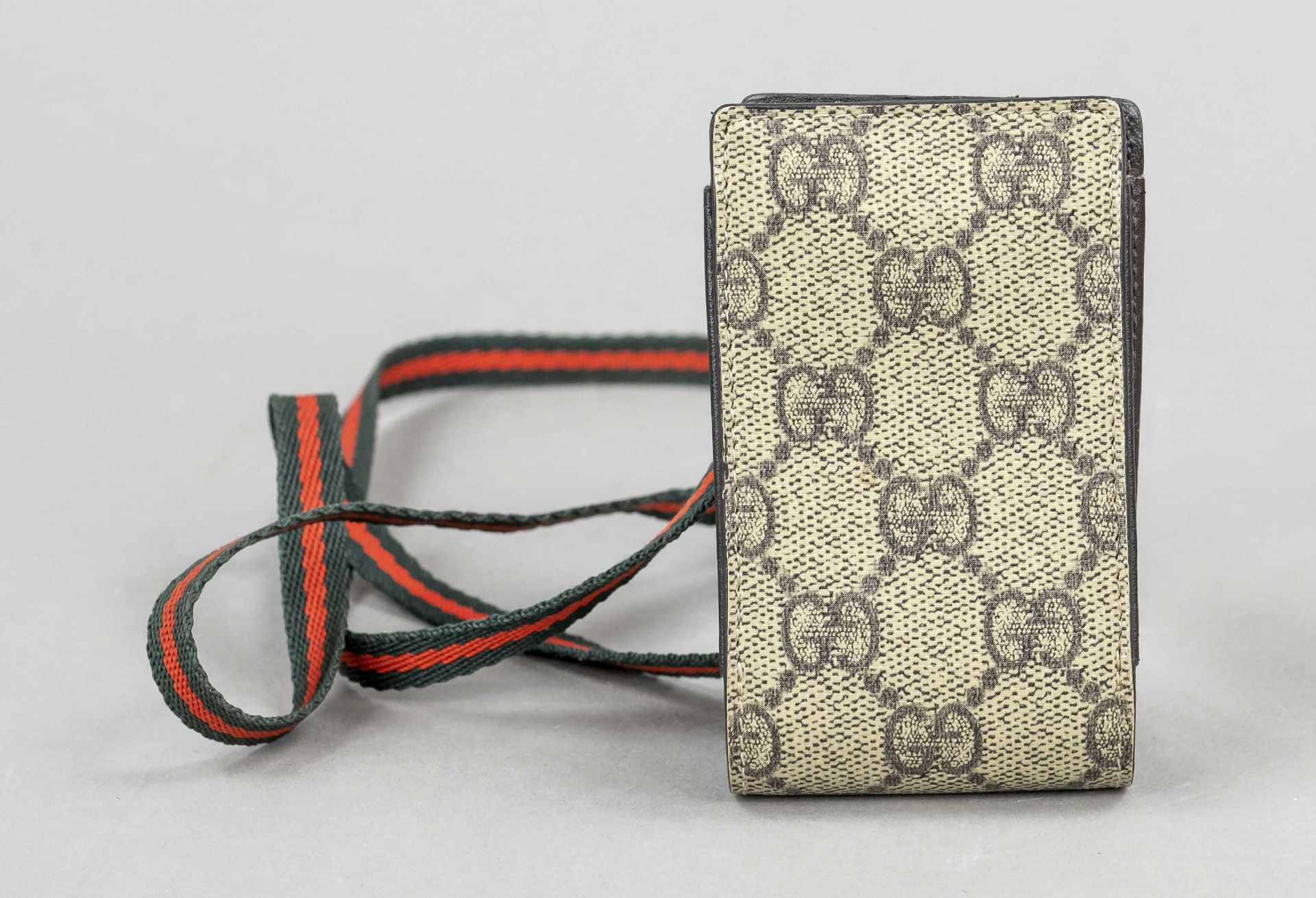 Gucci, small GG Supreme Monogram canvas case (for cigarettes?), sand-coloured rubberized canvas with