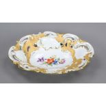 A ceremonial openwork bowl, Meissen, 20th century, 1st choice, oval form with curved rim, the rim