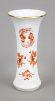 Trumpet vase, Meissen, mark 1972-80, Deputat, decoration red court dragon, gold-scaled, gold rim,