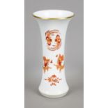 Trumpet vase, Meissen, mark 1972-80, Deputat, decoration red court dragon, gold-scaled, gold rim,