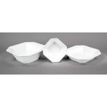 Three caré bowls, KPM Berlin, marks 1993-2000, 1st and 2nd choice, Kurland shape, design for the