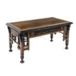 Oriental coffee table with mother-of-pearl inlays, circa 1900, walnut, partially ebonized,