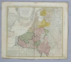 Historical map of Belgium, ''Belgii Universi seu Inferioris Germaniae...'', partly col. Copper