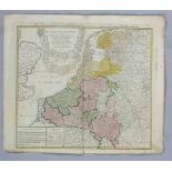 Historical map of Belgium, ''Belgii Universi seu Inferioris Germaniae...'', partly col. Copper