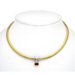 Ruby-brilliant centerpiece necklace GG/WG 585/000 with an oval faceted ruby 7.25 x 5.19 x 3.44 mm
