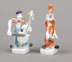 Two miniature clowns, Meissen, late 20th century, 1st choice, designed by Peter Strang 1993-94,